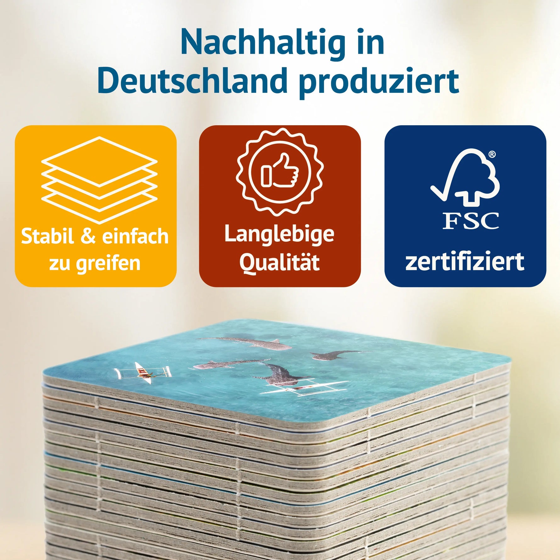 Memospiel Aerial – nachhaltig in Deutschland produziert, FSC-zertifiziert und mit langlebigen Spielkarten.