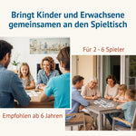 Familien mit Kindern und Großeltern spielen gemeinsam das Memospiel Tierisch Lustig – geeignet ab 6 Jahren für 2 bis 6 Spieler