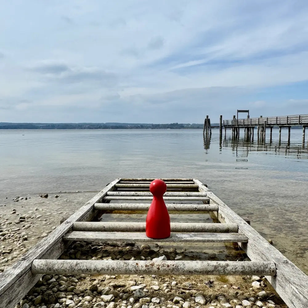 Ms. Meeple am Seeufer von Breitbrunn am Ammersee